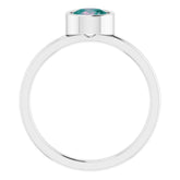 Rhodium-Plated Sterling Silver 6 mm Imitation Alexandrite Ring